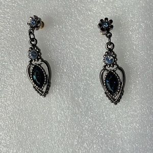 blue rhinestone drop earrings